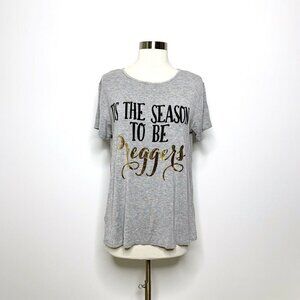Gaze Womens Top Medium Gray Tis The Season To Be Preggers